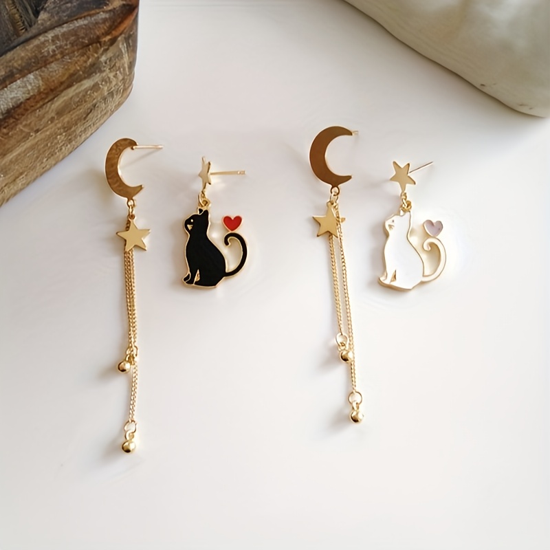 Asymmetrical Star & Moon Earrings